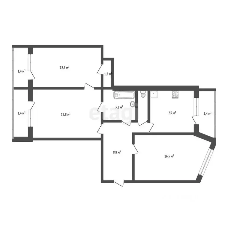 3-к кв. Мордовия, Саранск Коммунистическая ул., 8 (64.5 м) - Фото 1