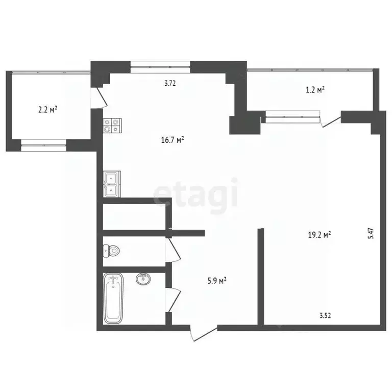 1-к кв. Псковская область, Псков ул. Кузбасской Дивизии, 26 (45.7 м) - Фото 1