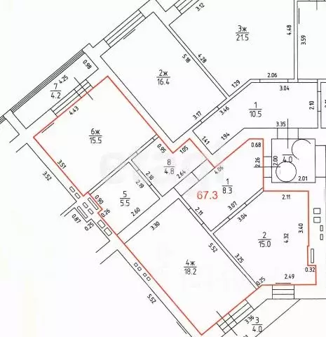 2-к кв. Калининградская область, Калининград ул. Аксакова, 137 (75.5 ... - Фото 2