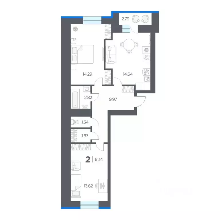 2-к кв. Рязанская область, Рязанский район, Дядьковское с/пос, с. ... - Фото 1