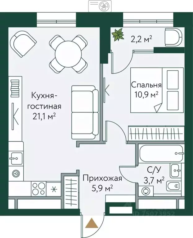 1-к кв. Волгоградская область, Волгоград Новосибирская ул., 74 (43.8 ... - Фото 0