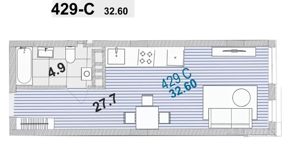 1-к кв. Калининградская область, Зеленоградск ул. Гагарина, 87 (32.6 ... - Фото 1