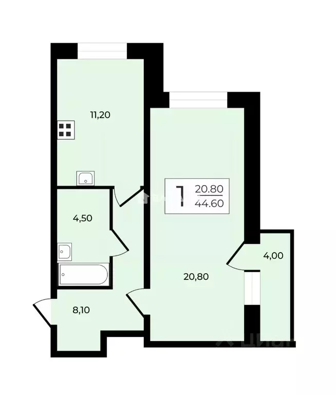 1-к кв. Санкт-Петербург ул. Среднерогатская, 11 (44.6 м) - Фото 2