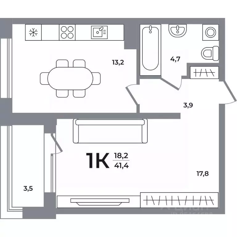 1-к кв. Новосибирская область, Новосибирск Беловежский мкр,  (41.1 м) - Фото 0