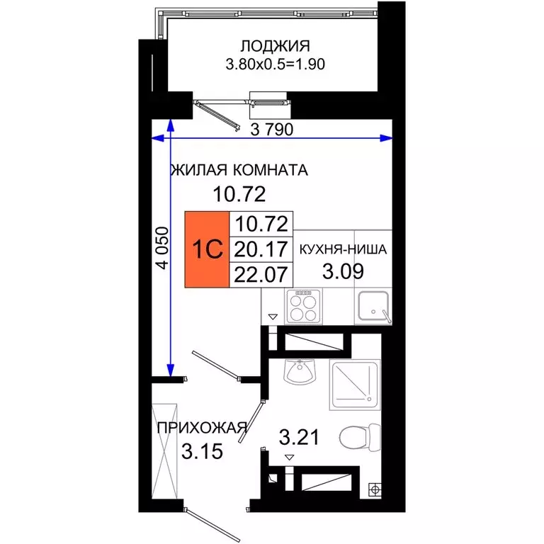 Квартира-студия: Ростов-на-Дону, Элеваторный переулок, 6/2Б (22.07 м) - Фото 0