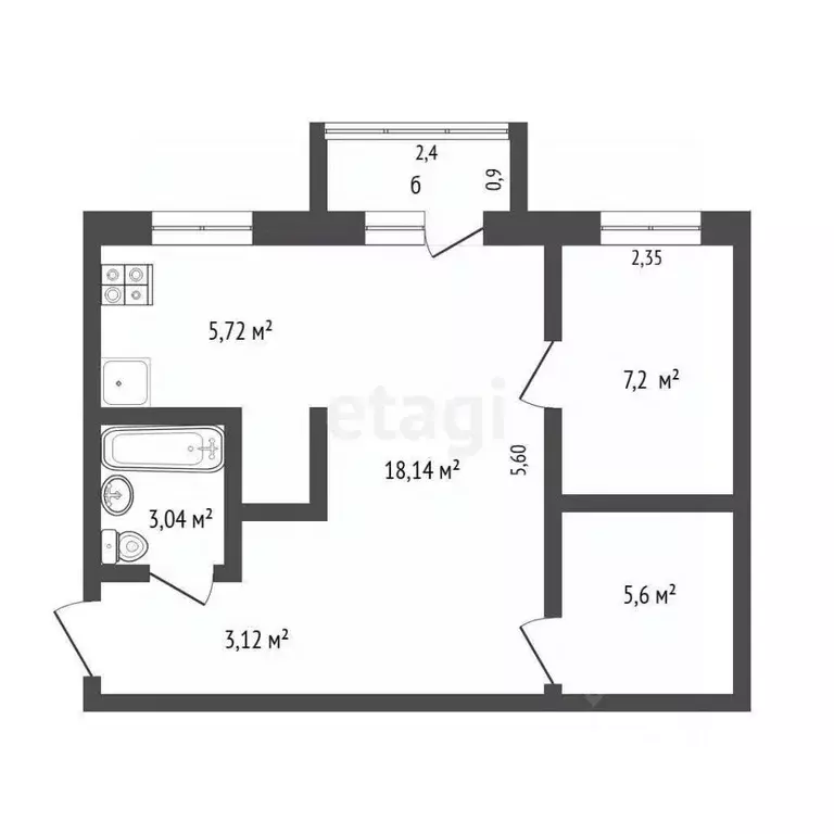 2-к кв. Ульяновская область, Ульяновск ул. Полбина, 11 (42.8 м) - Фото 2