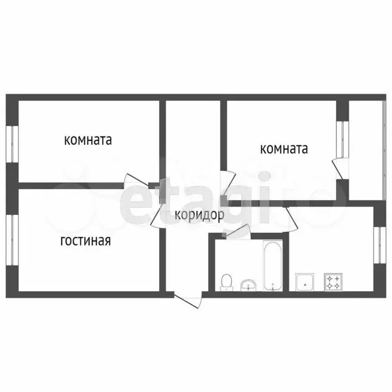 3-к. квартира, 59 м, 2/5 эт. - Фото 0