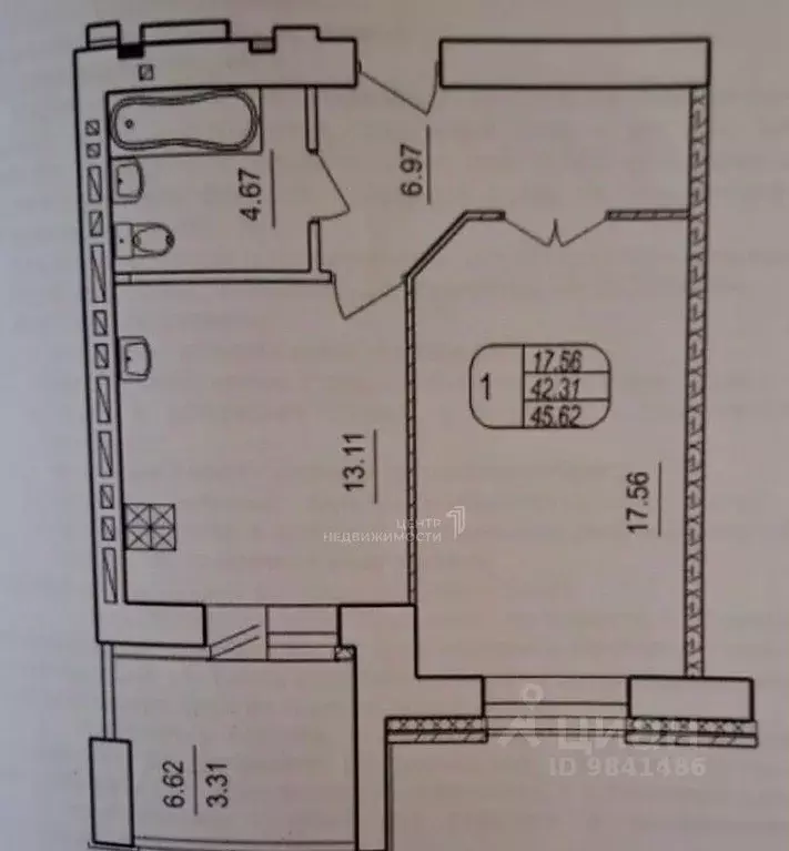 1-к кв. Татарстан, Казань ул. Салиха Батыева, 17 (42.8 м) - Фото 2