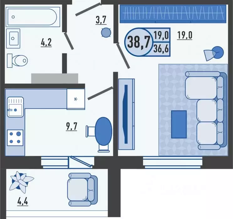 1-к кв. Орловская область, Орловский район, д. Жилина ул. Садовая, 2к3 ... - Фото 1