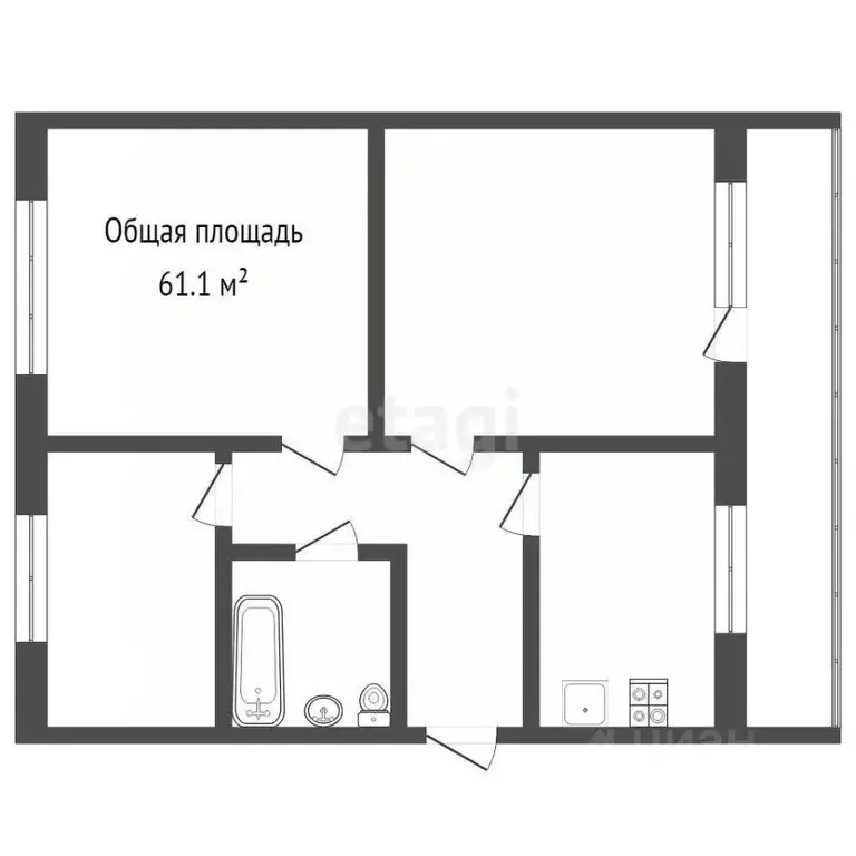 3-к кв. Брянская область, Навлинский район, Бяковское с/пос, с. Бяково ... - Фото 1