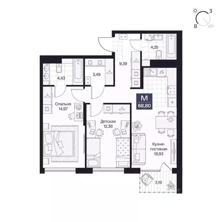 2-к кв. Волгоградская область, Волгоград просп. Имени В.И. Ленина, 59Г ... - Фото 1