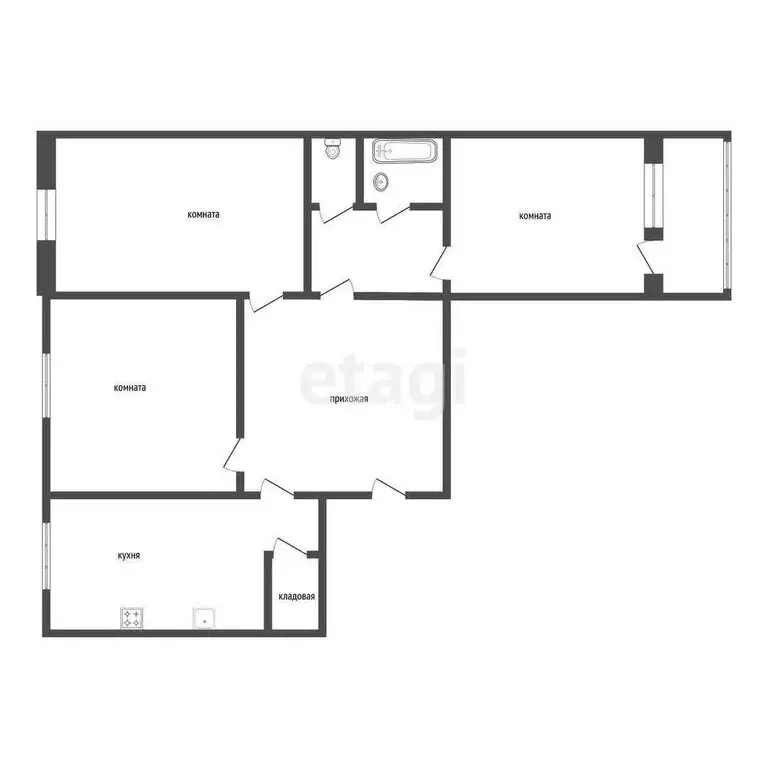 3-комнатная квартира: Курган, улица Бурова-Петрова, 96 (62 м) - Фото 1