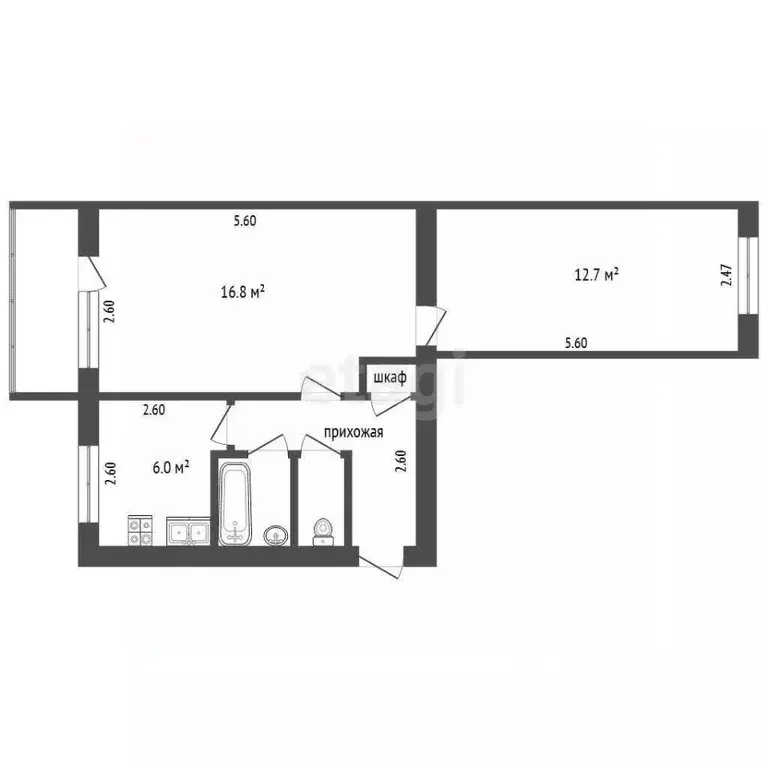 2-к кв. Ростовская область, Таганрог ул. Москатова, 21 (44.0 м) - Фото 1
