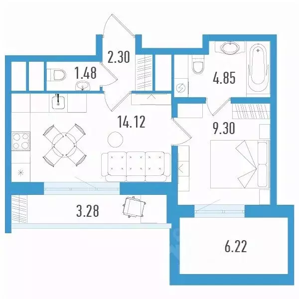 1-к кв. Санкт-Петербург ул. Маршала Казакова, 62к1 (34.9 м) - Фото 0