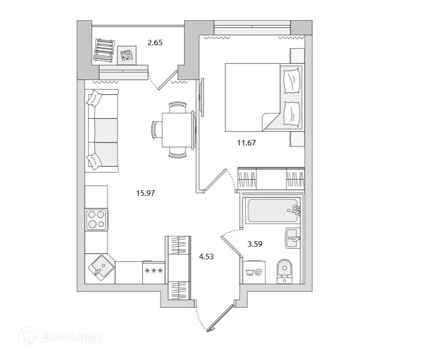 Продаётся 1-к квартира, 31.7 м - Фото 1
