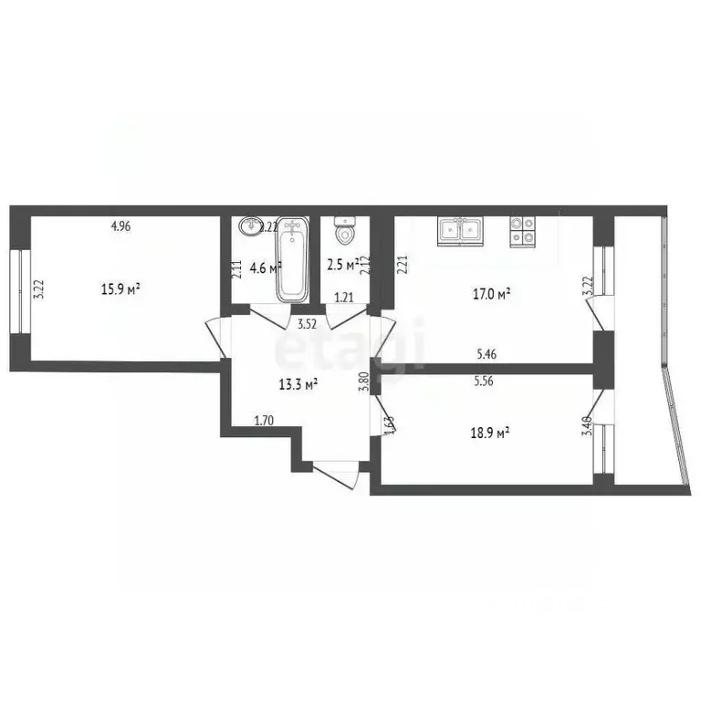 2-к кв. Ростовская область, Ростов-на-Дону ул. Петренко, 6 (70.7 м) - Фото 1