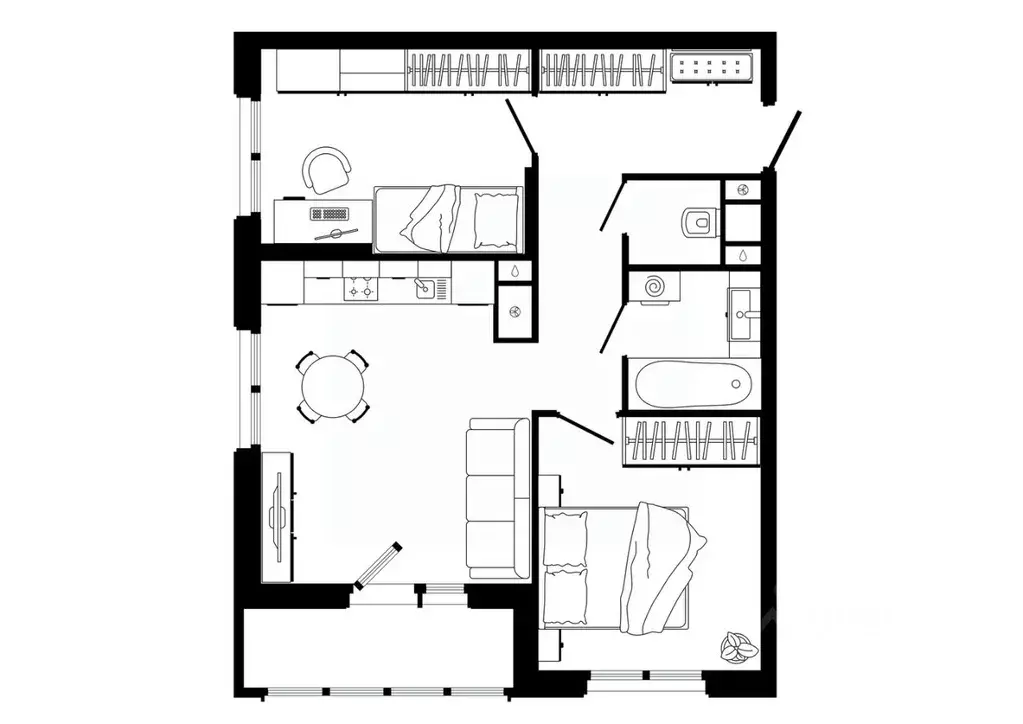 2-к кв. Тульская область, Тула ул. Седова, 26к3 (59.6 м) - Фото 1
