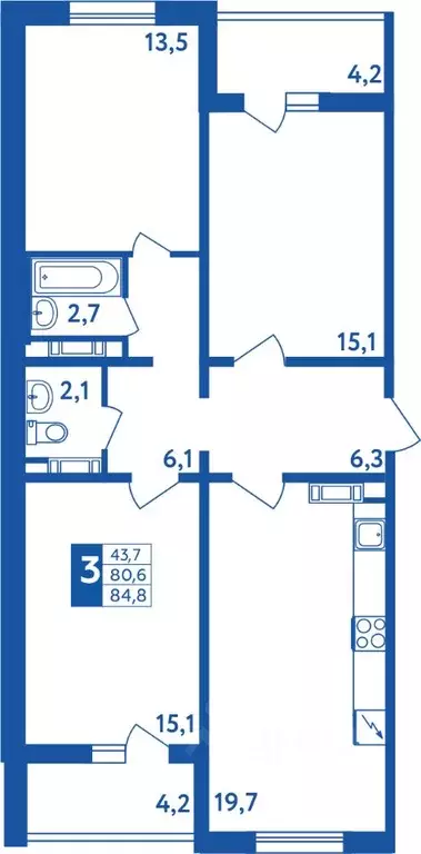 3-к кв. Башкортостан, Уфа Дема жилрайон, Новая Дема жилой комплекс ... - Фото 1