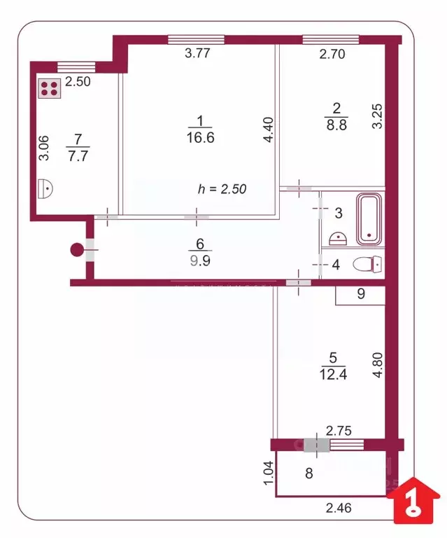3-к кв. Омская область, Омск ул. Дианова, 26/1 (60.0 м) - Фото 2