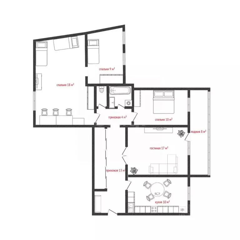4-к кв. Смоленская область, Смоленск просп. Гагарина, 39 (86.0 м) - Фото 1