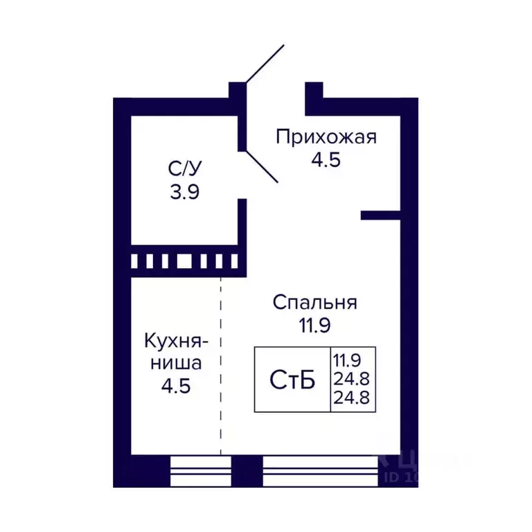 Студия Новосибирская область, Новосибирск Южно-Чемской жилмассив,  ... - Фото 0