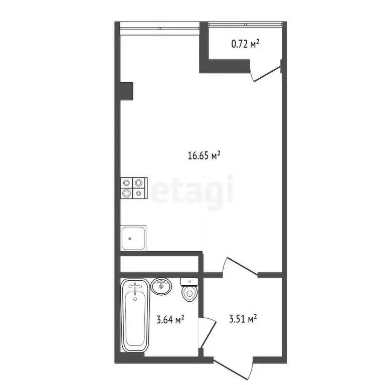 Квартира-студия: Туапсе, улица Свободы, 7А (26.3 м) - Фото 0