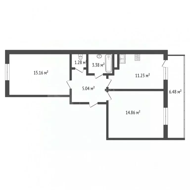 2-к кв. Тюменская область, Тюмень ул. Верхнетарманская, 5 (53.3 м) - Фото 1