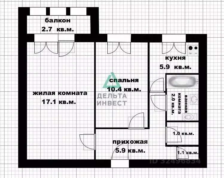 2-к кв. Башкортостан, Уфа Кольцевая ул., 200 (43.4 м) - Фото 2