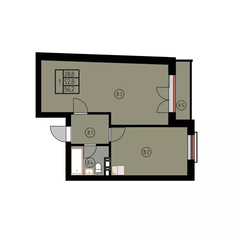 1-комнатная квартира: Лесное, КА Отрада Resort (56.2 м) - Фото 1