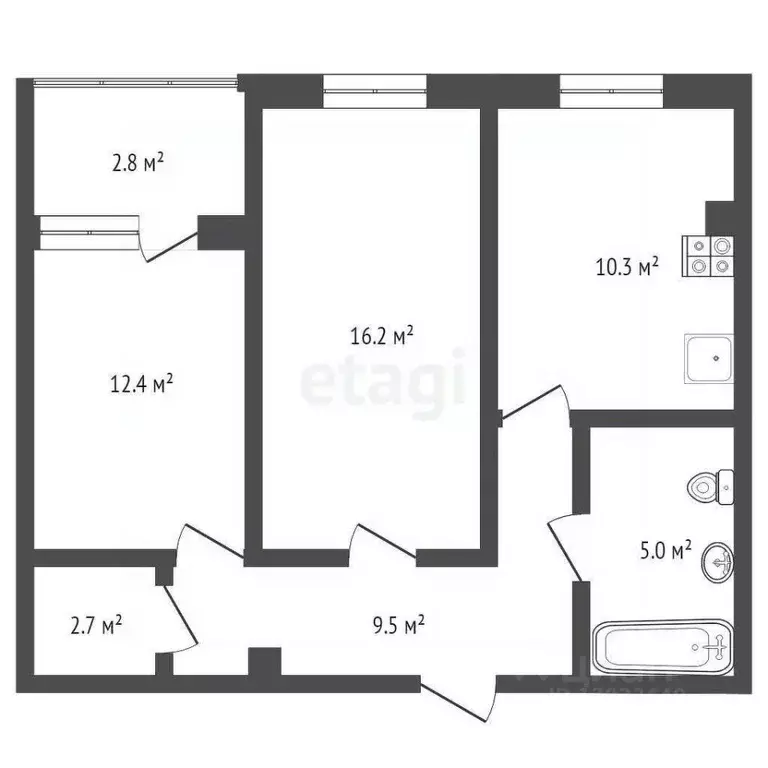 2-к кв. Тюменская область, Тюмень ул. Ветеранов Труда, 9А (56.0 м) - Фото 1