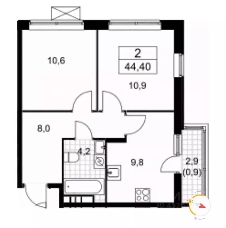 2-к кв. Москва просп. Прокшинский, 7 (44.4 м) - Фото 2