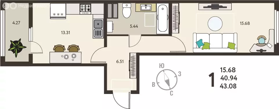 1-комнатная квартира: Курск, микрорайон Курского Завода Тракторных ... - Фото 1