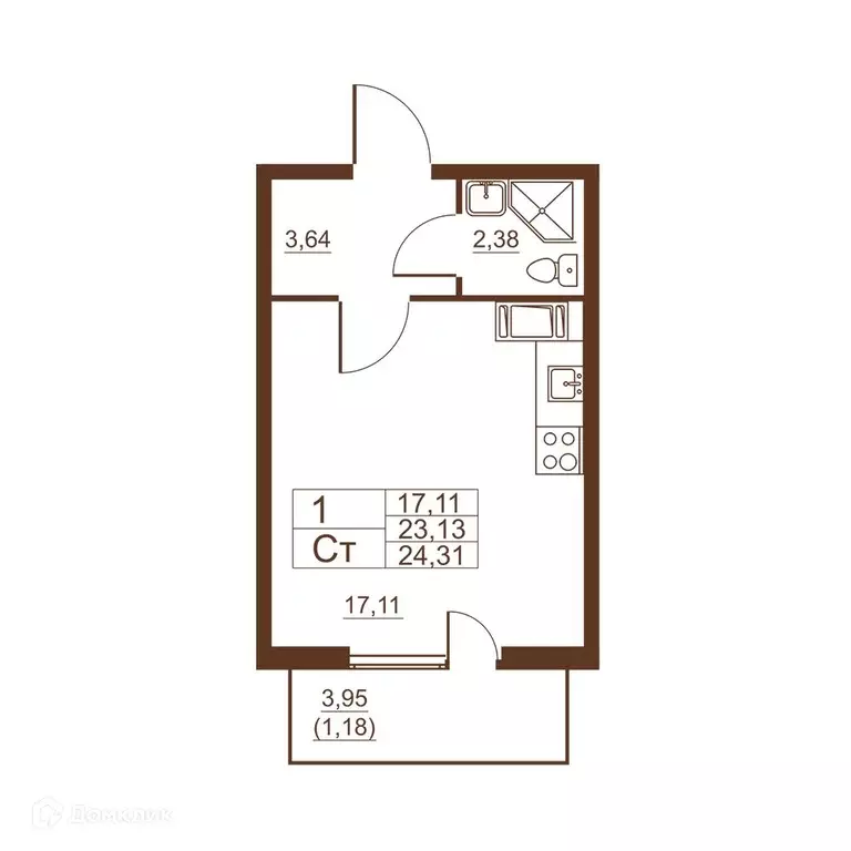 Продаётся квартира-студия, 23.34 м - Фото 0
