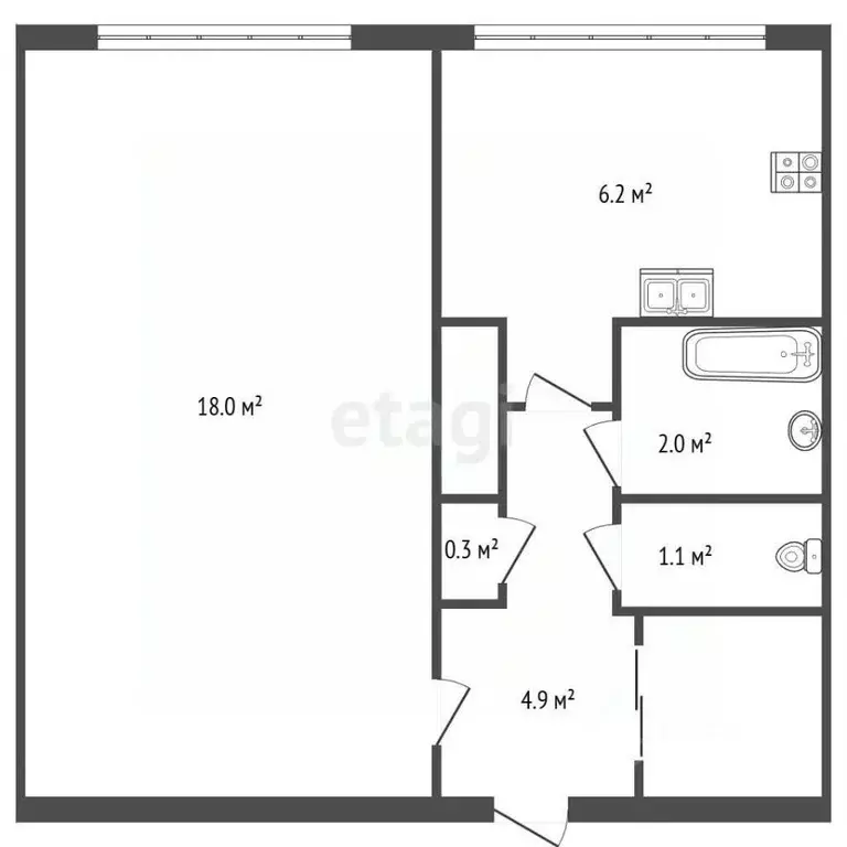 1-к кв. Санкт-Петербург ул. Композиторов, 33/5 (33.0 м) - Фото 2