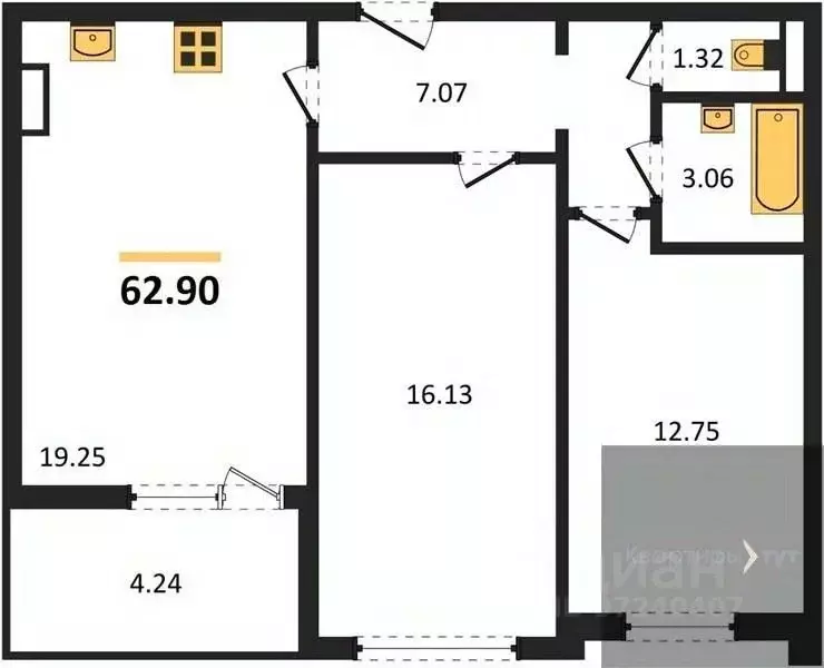 2-к кв. Воронежская область, Воронеж Краснознаменная ул., 72 (62.9 м) - Фото 0