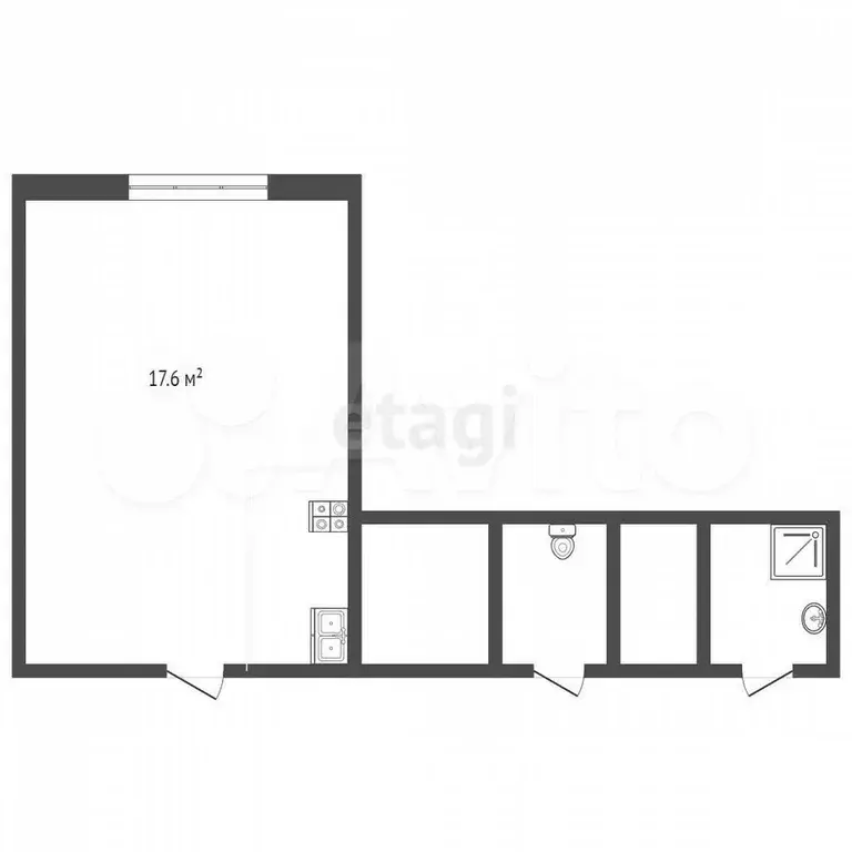 Квартира-студия, 17,6 м, 4/5 эт. - Фото 0