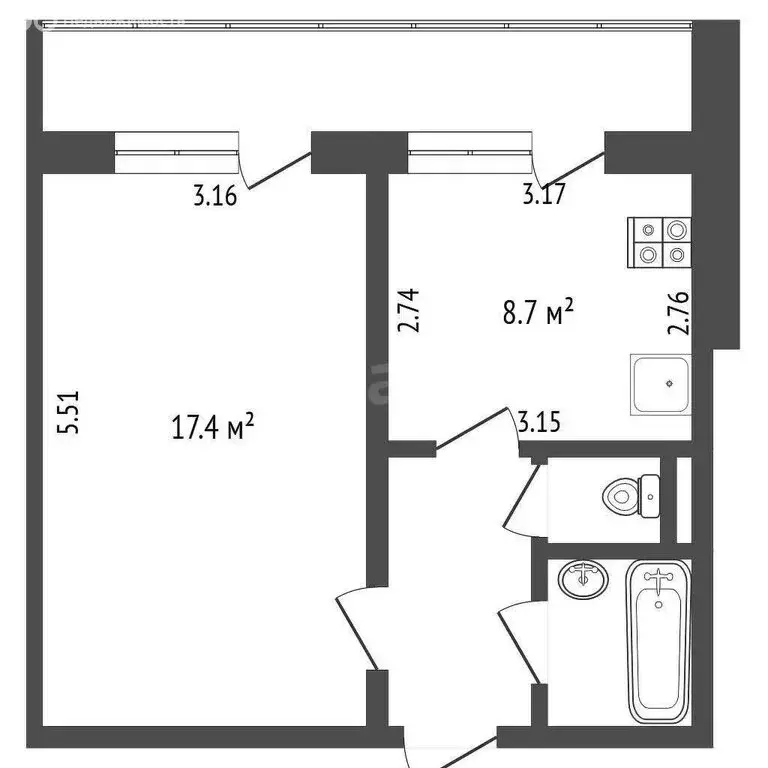 1-комнатная квартира: Белгород, Гостенская улица, 12 (36 м) - Фото 1