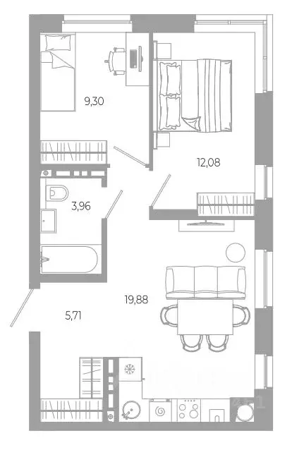 2-к кв. Астраханская область, Астрахань Боевая ул., 132с3 (50.94 м) - Фото 0