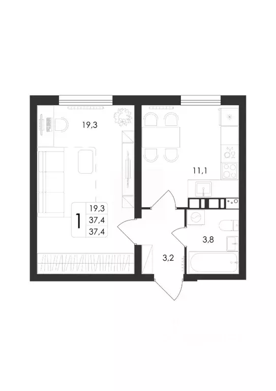 1-к кв. Воронежская область, Рамонский район, с. Ямное Счастье жилой ... - Фото 1