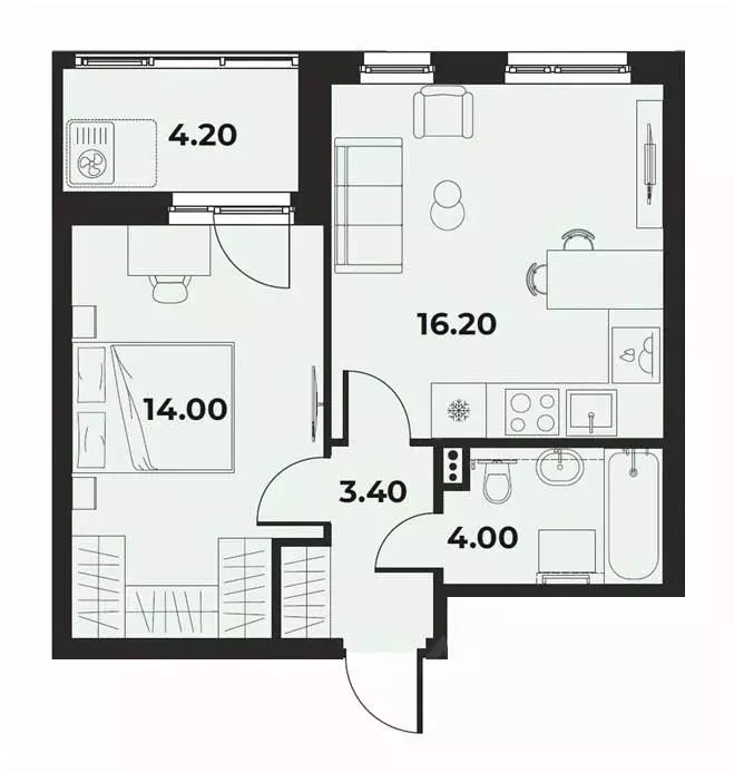 2-к кв. Пермский край, Пермь Верхние Муллы мкр, Сезоны кв-л,  (39.7 м) - Фото 1