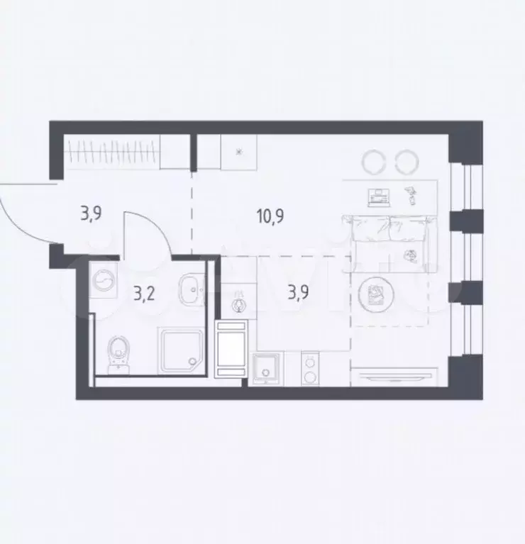 Квартира-студия, 24 м, 4/17 эт. - Фото 0