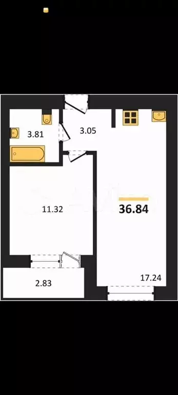1-к. квартира, 38,3 м, 3/9 эт. - Фото 1