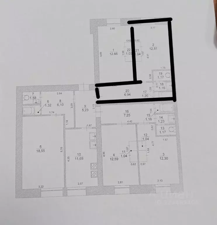 Комната Ульяновская область, Ульяновск Хрустальная ул., 64 (12.8 м) - Фото 2