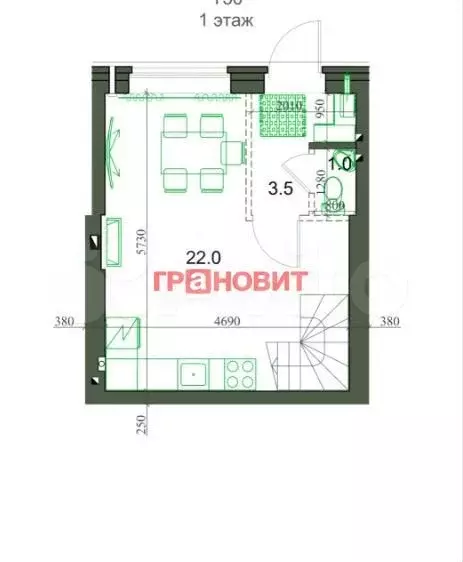 2-к. квартира, 51 м, 1/2 эт. - Фото 0