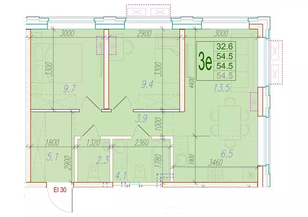 3-к кв. Астраханская область, Астрахань Августовская ул. (54.5 м) - Фото 1