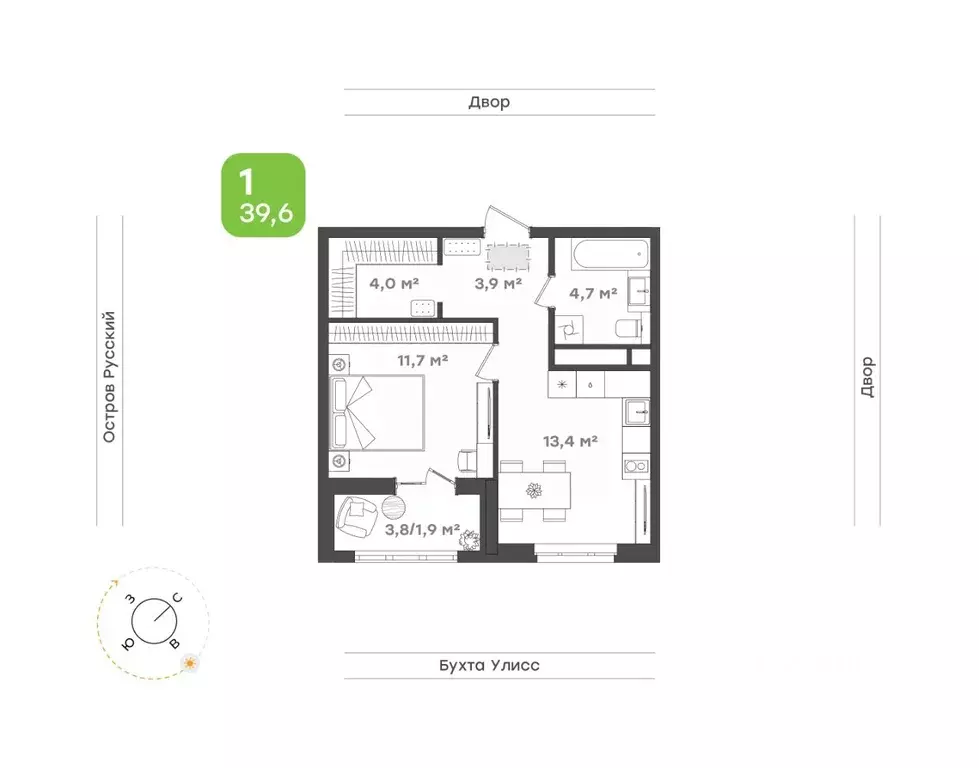 1-к кв. Приморский край, Владивосток ул. 3-я Поселковая, 16/3 (39.6 м) - Фото 0