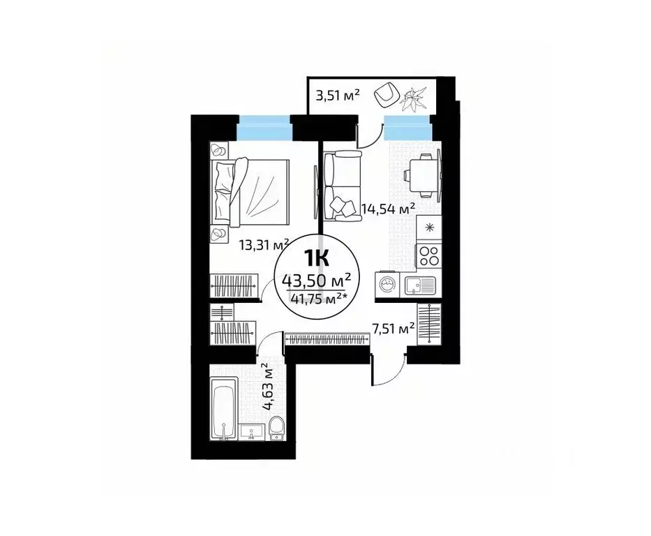 1-к кв. Самарская область, Самара пос. Мехзавод, 1-й кв-л, 50 (43.5 м) - Фото 1