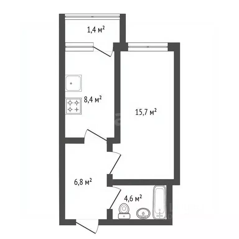 1-к кв. Башкортостан, Уфа Коммунистическая ул., 98/1 (34.8 м) - Фото 2