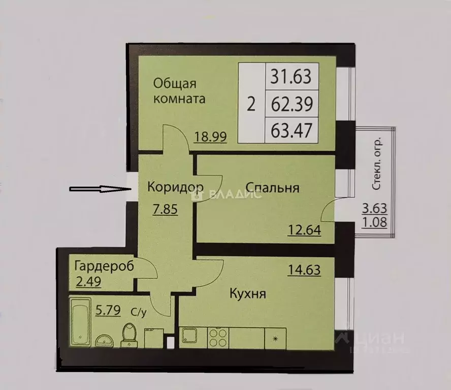 2-к кв. Воронежская область, Рамонский район, Яменское с/пос, пос. ... - Фото 2