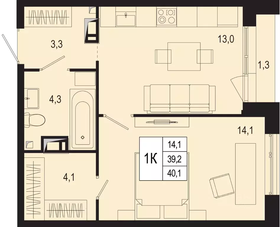 1-к кв. Московская область, Подольск городской округ, д. Борисовка ... - Фото 0